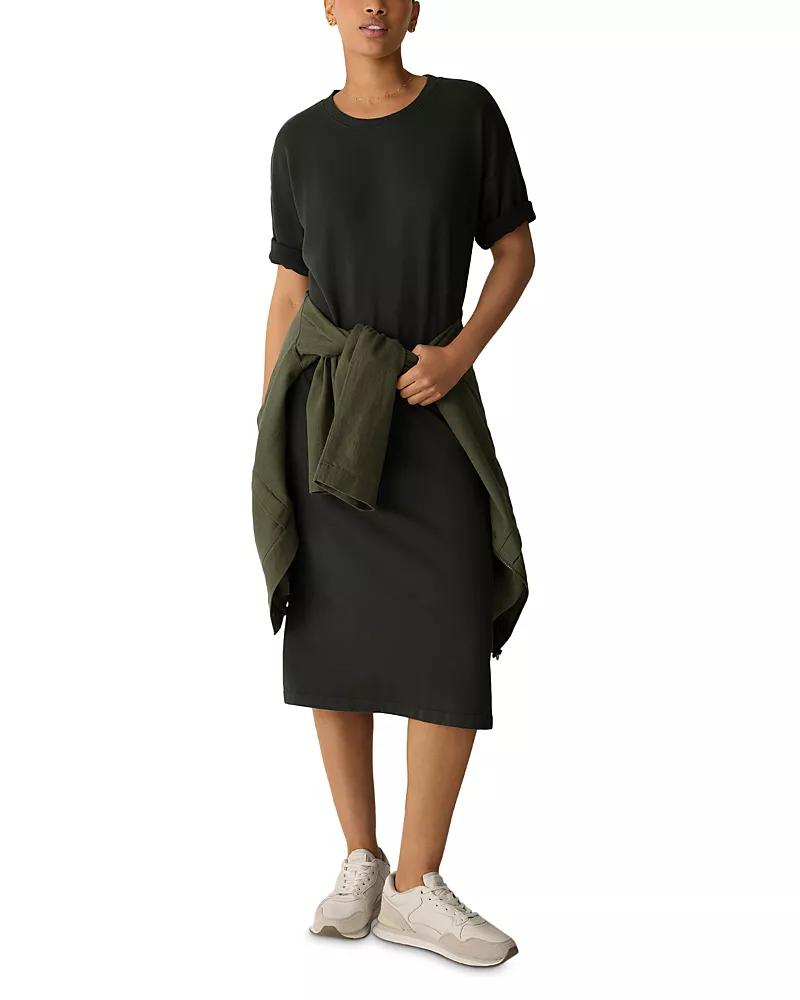 Eileen Fisher Elbow Sleeve Midi Dress