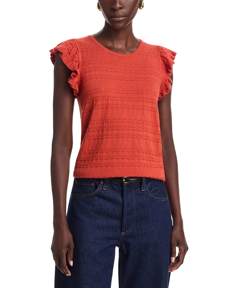 T Tahari Crewneck Flutter Sleeve Top