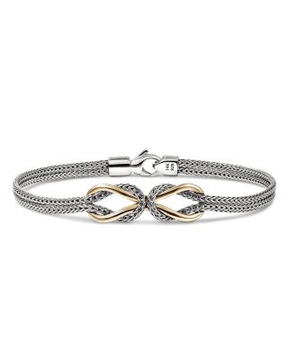 18K Yellow Gold & Sterling Silver Love Knot Infinity Woven Link Bracelet