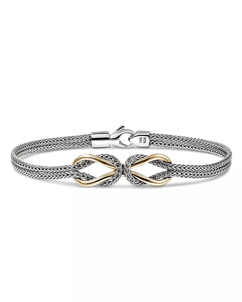 John Hardy 18K Yellow Gold & Sterling Silver Love Knot Infinity Woven Link Bracelet