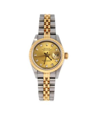 Oyster Perpetual Datejust Automatic Watch in Stainless Steel and Gold with Diamond Markers 26mm