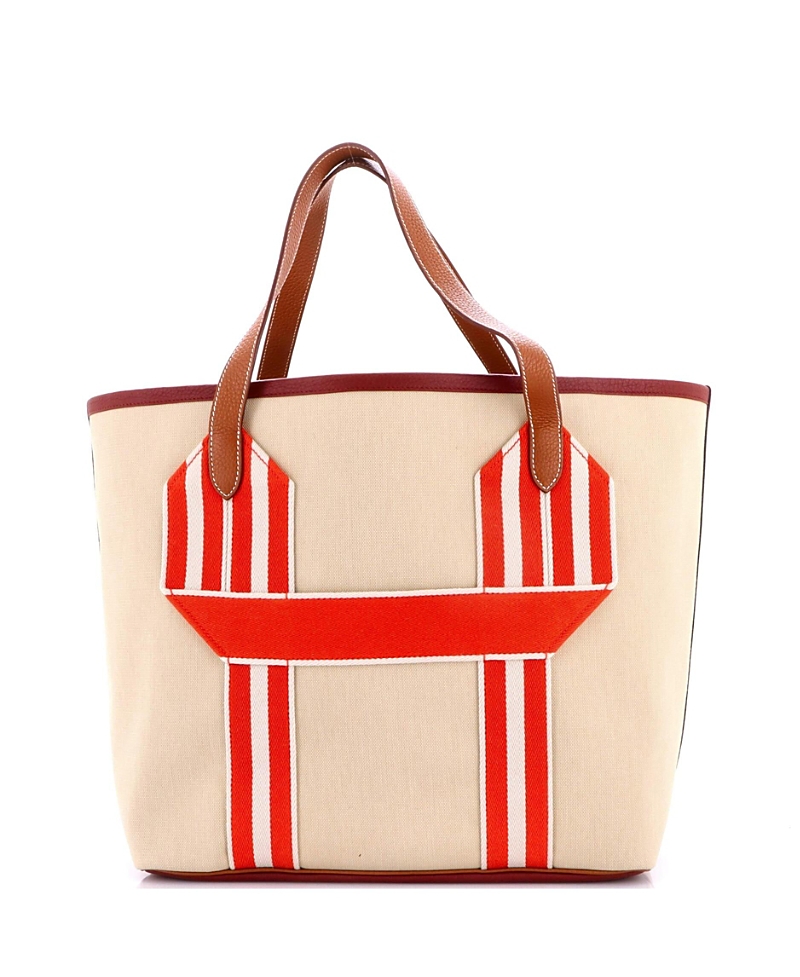 Pre-Owned HERMES Pursangle Tote Canvas with Leather