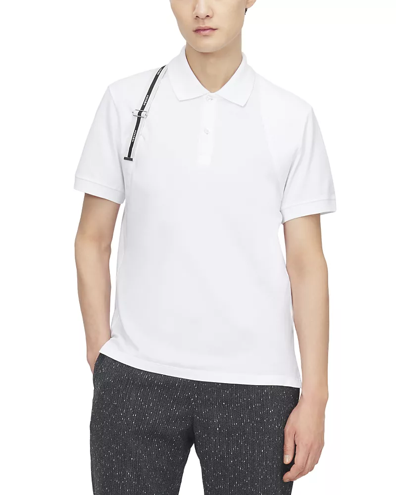 McQueen Buckle Strap Piquet Logo Polo Shirt