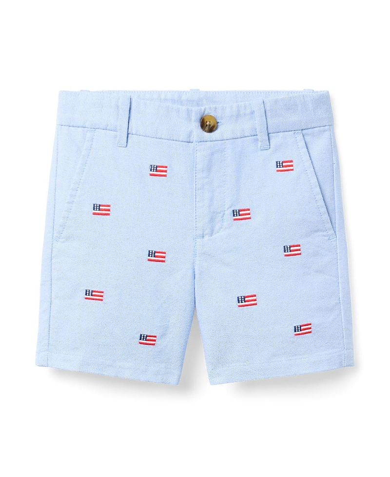 Janie and Jack Boys' Embroidered Flag Short - Baby, Little Kid, Big Kid