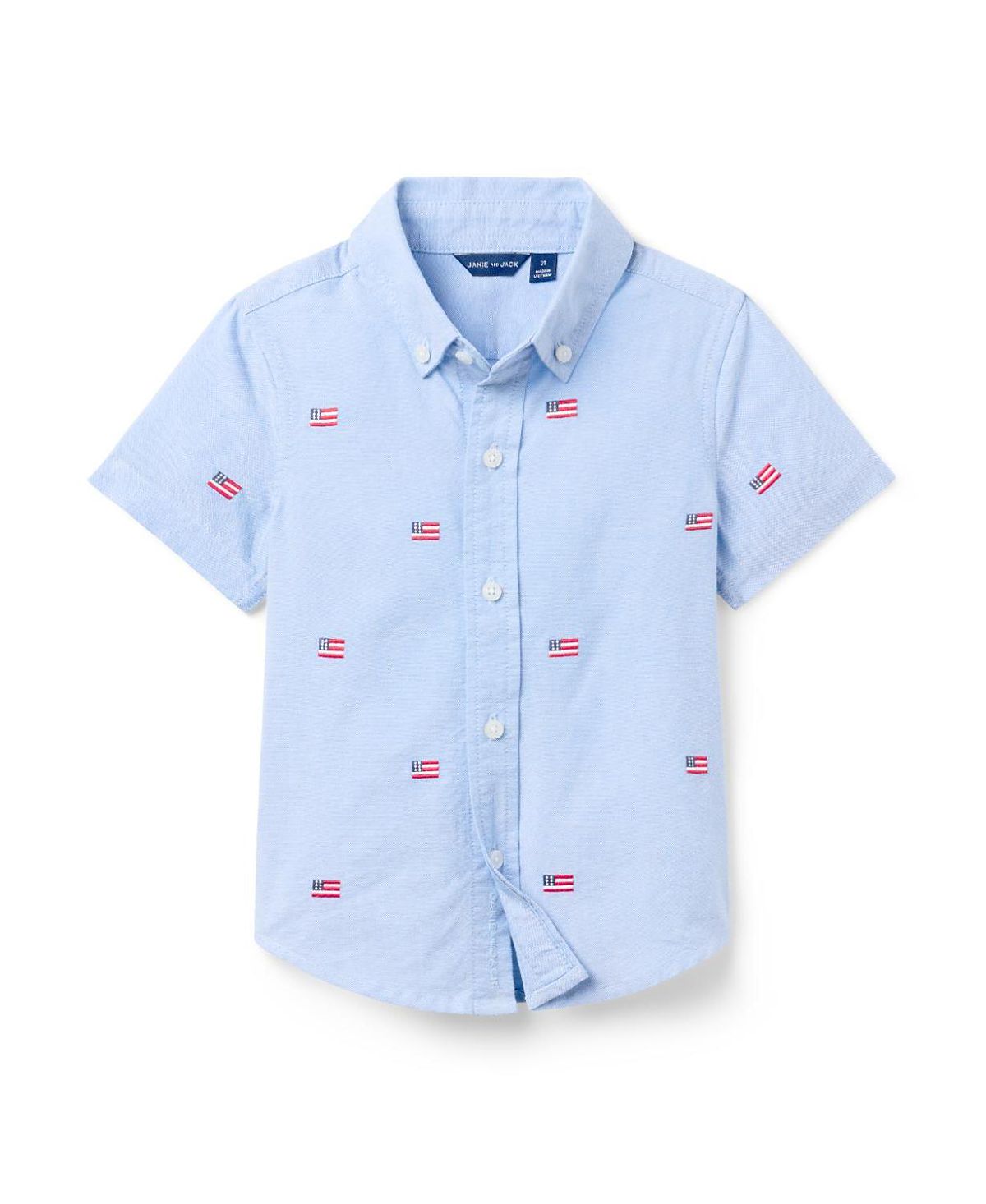 Janie and Jack Boys' Embroidered Flag Shirt - Baby, Little Kid, Big Kid