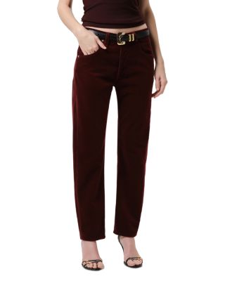 Winslow Low Rise Corduroy Boyfriend Jeans in Bordeaux