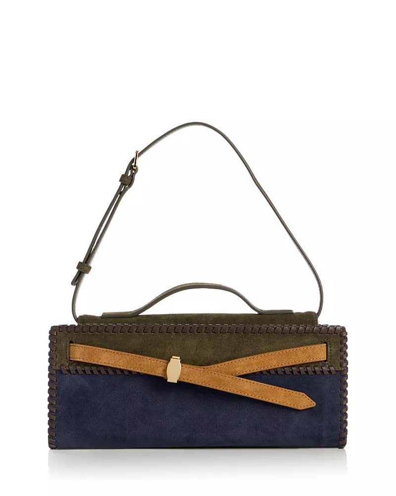Veronica Beard Dash Suede Clutch Shoulder Bag
