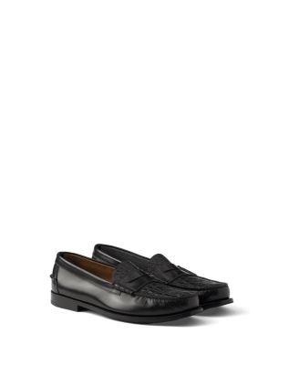 Men's Brushed Leather And Crocodile Loafers