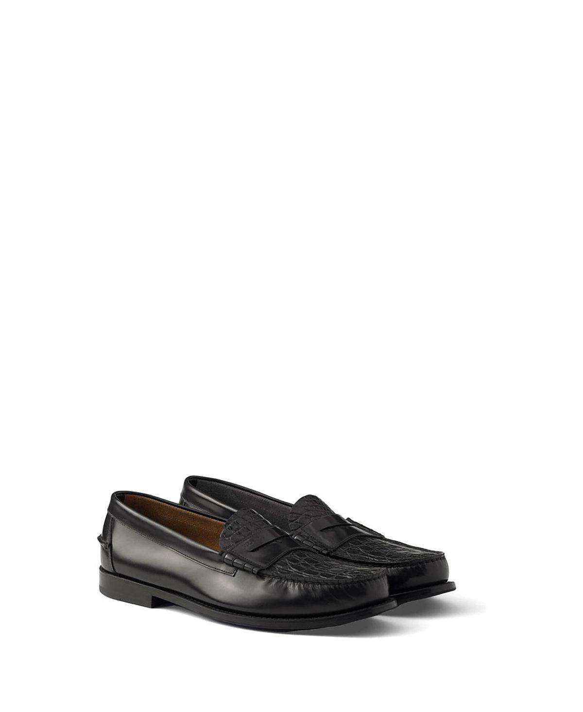 Prada Men's Brushed Leather And Crocodile Loafers