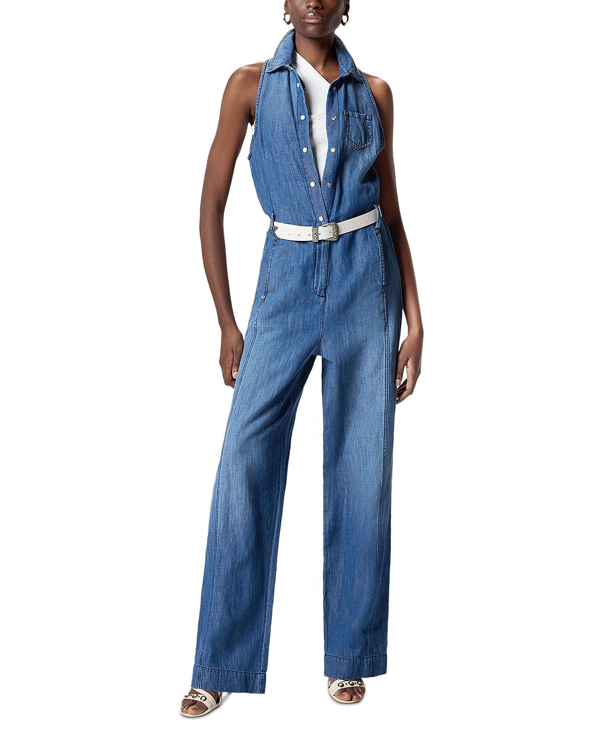 Pinko Sleeveless Denim Jumpsuit
