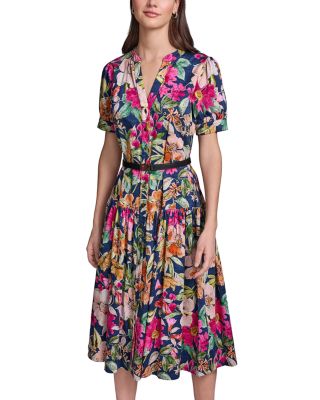 Belted Button Front Dress