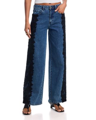 Georgia High Rise Lace Combo Jeans in Vintage Medium Blue
