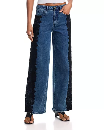 High Rise Lace Combo Jeans