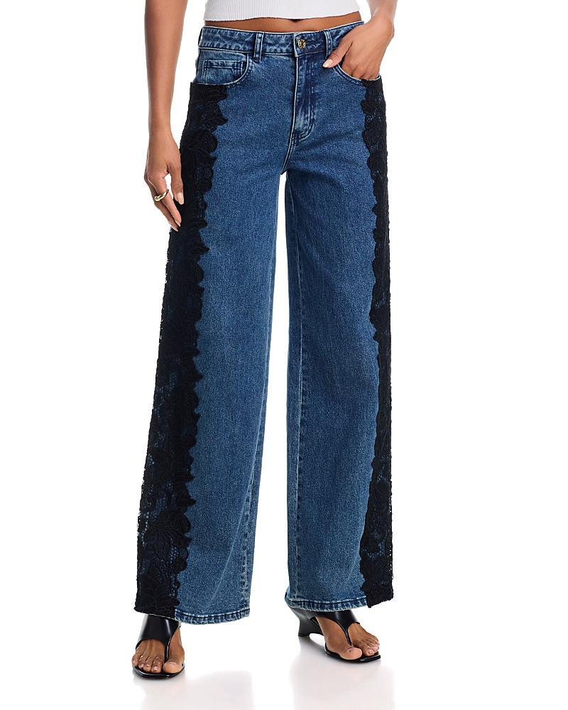 Generation Love Georgia High Rise Lace Combo Jeans in Vintage Medium Blue