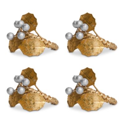 Forest Walk Holly with Berries Napkin Ring, Set of 4