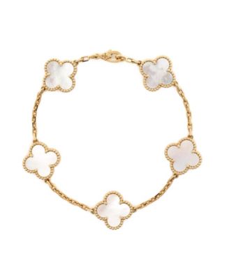  Vintage Alhambra 5 Motifs Bracelet 18K Gold and Mother of Pearl