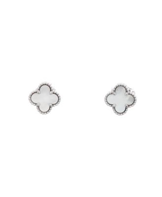 Pre-Owned Van Cleef & Arpels Sweet Alhambra Stud Earrings 18K White Gold and Mother of Pearl