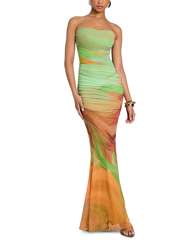 Retrofete Isadore Printed Brushstroke Maxi Dress