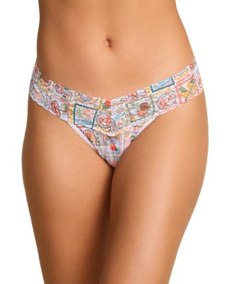 Printed Signature Lace Low Rise Thong