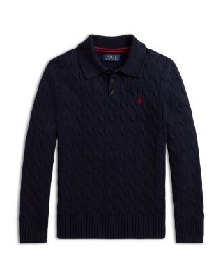 Boys' Cable Knit Cotton Polo Sweater - Little Kid, Big Kid