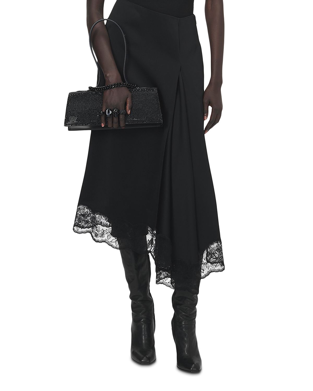 McQueen Satin Back Crepe Skirt