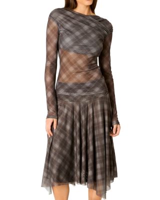 Aria Plaid Sheer Mesh Top