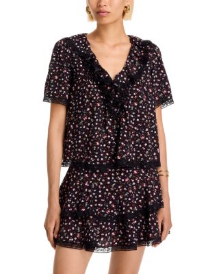 Ditsy Floral Lace Short Sleeve Top - Exclusive