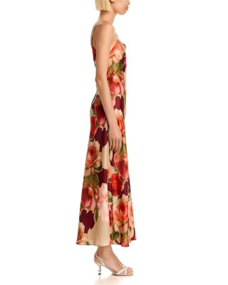 Printed Satin Cowl Neck Dress - Exclusive - thumbnail 5