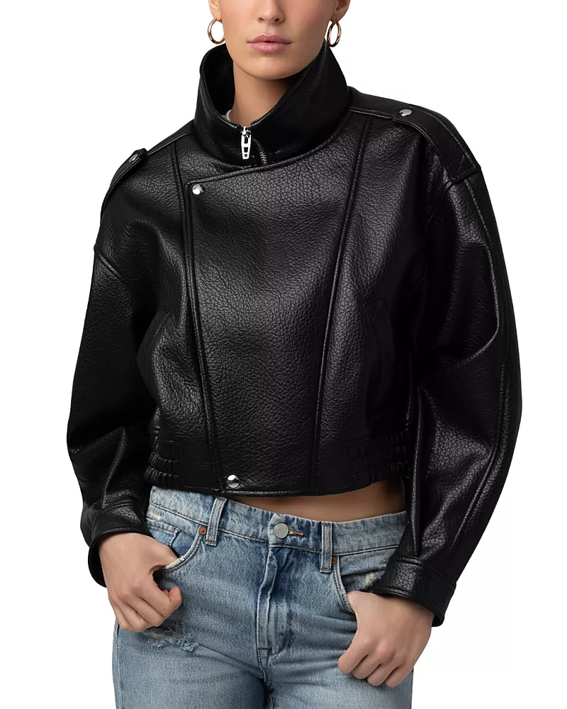 Blanknyc Faux Leather Funnel Collar Bomber Jacket