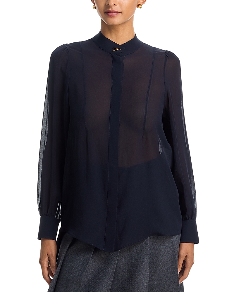 McQueen Wishbone Silk Georgette Shirt