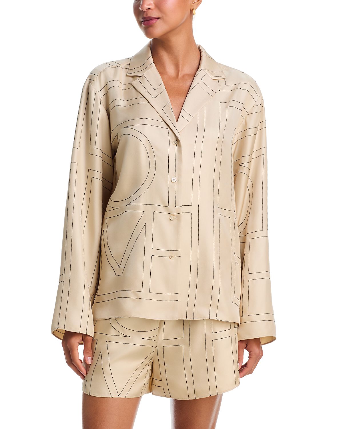 Toteme Monogram Silk Pajama Top