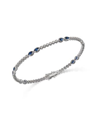 Sapphire & Diamond Tennis Bracelet in 14K White Gold
