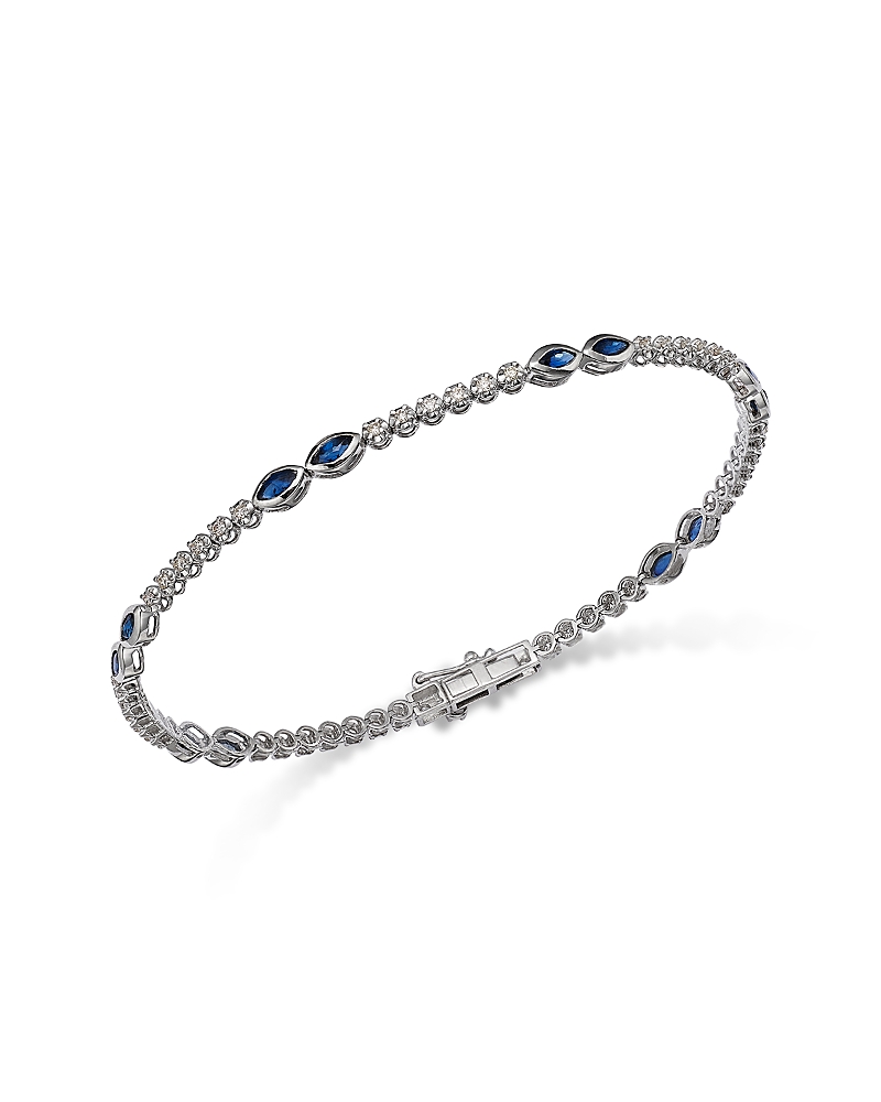 Bloomingdale's Fine Collection Sapphire & Diamond Tennis Bracelet in 14K White Gold
