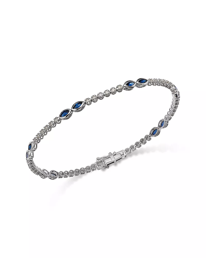 Bloomingdale's Fine Collection Sapphire & Diamond Tennis Bracelet in 14K White Gold