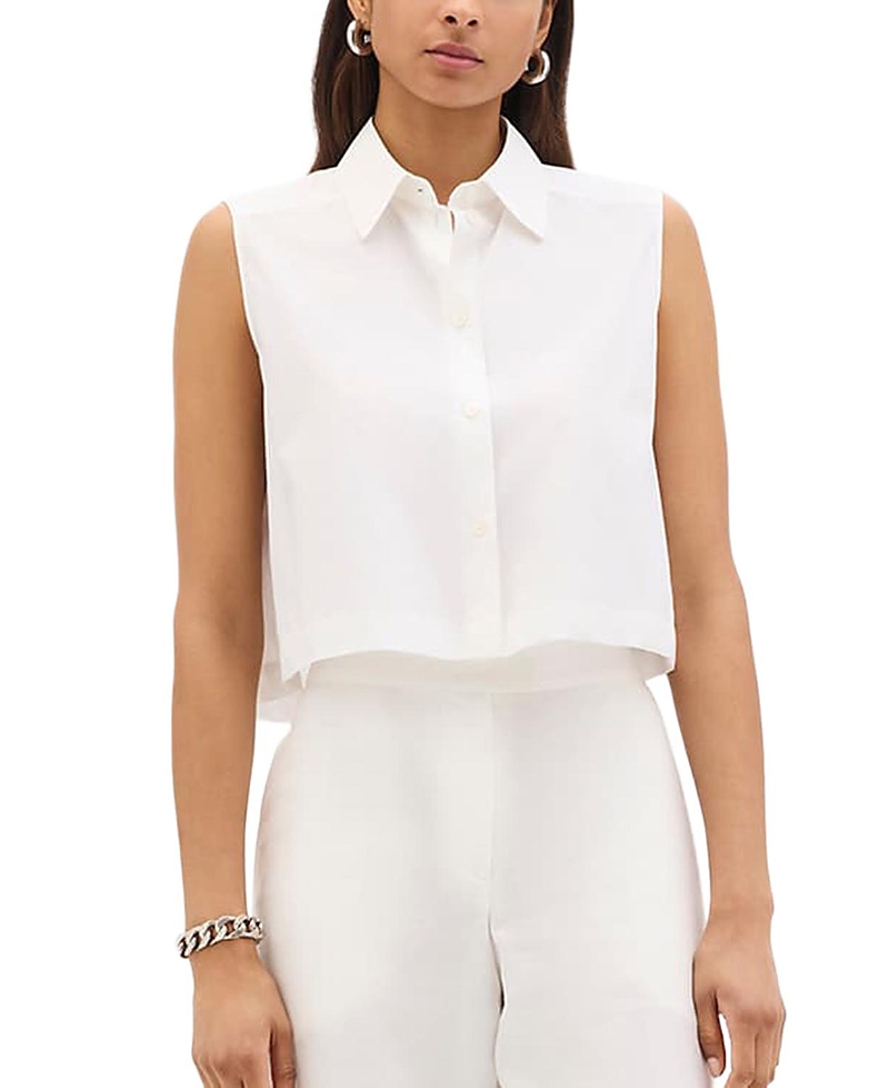 Another Tomorrow Cropped Sleeveless Shirt