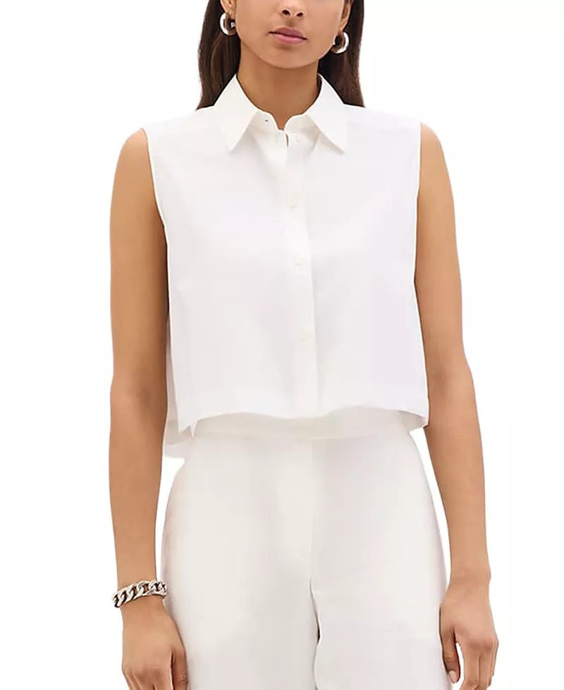 Another Tomorrow Cropped Sleeveless Shirt