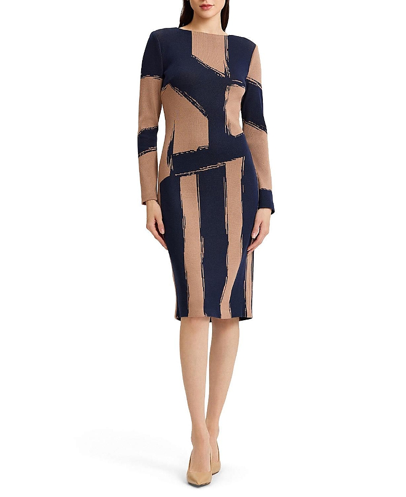 Ming Wang Brushstroke Soft Knit Sheath Dress