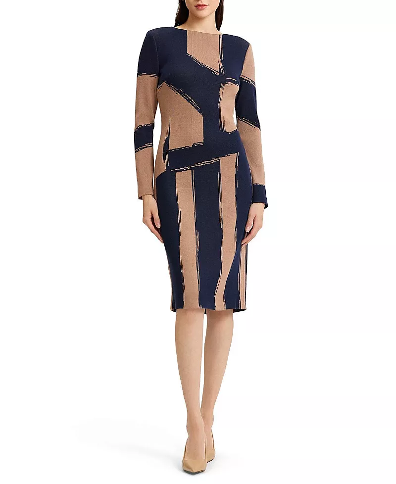 Ming Wang Brushstroke Soft Knit Sheath Dress