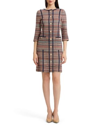  Horizontal Multi-Stitch Knit Sheath Dress