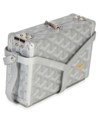 Silver Precious Metals Goyardine Canvas Minaudiere Trunk Canvas Handbag