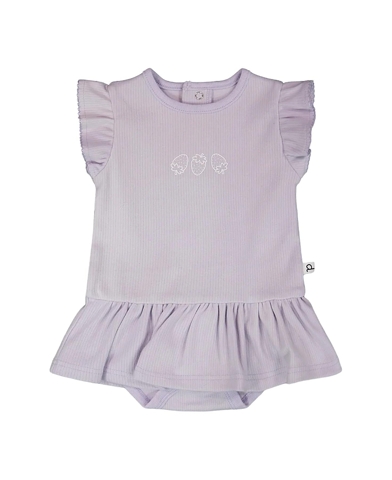 Deux par Deux Girls' Cotton Rib Jersey Romper with Frill - Baby