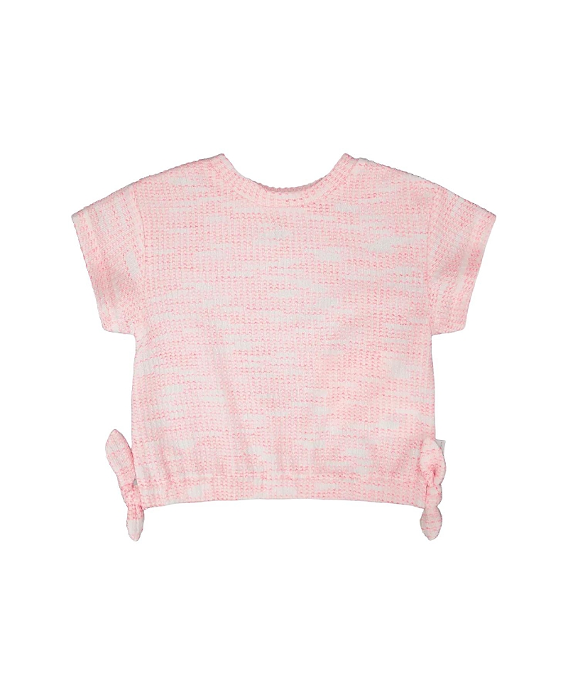 Deux par Deux Girls' Short Sleeve Jacquard Knit T-Shirt - Little Kid