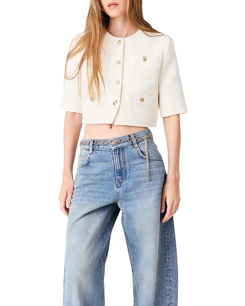 Maje Vitanesse Short Sleeve Tweed Jacket