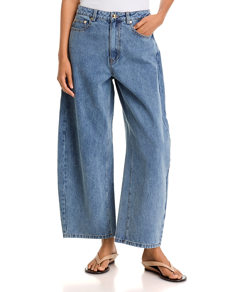 Farm Rio Richelieu Embroidery Wide Leg Jeans in Blue