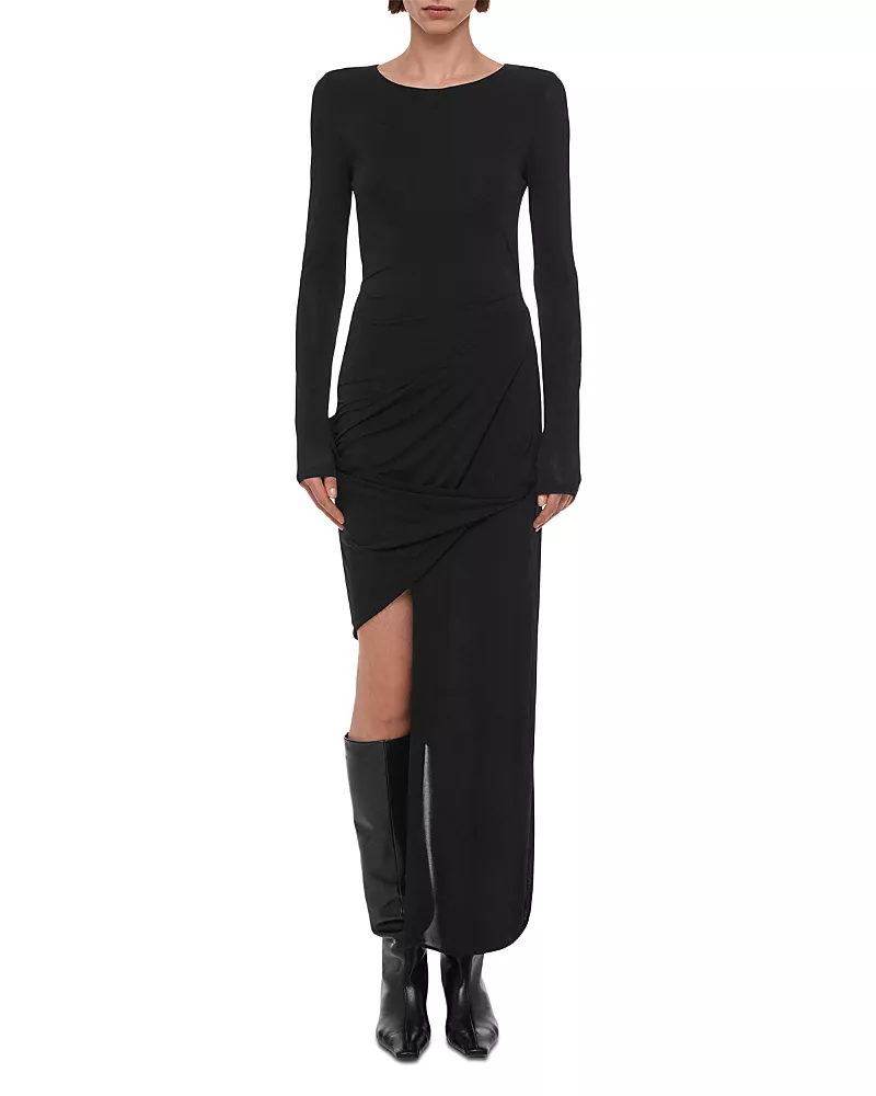 Helmut Lang Draped Long Sleeve Dress