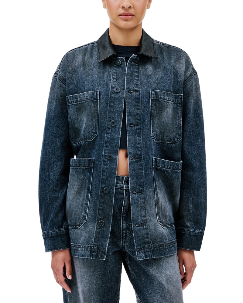 Slvrlake Oversized Worker Denim Jacket in Winter Odyssey