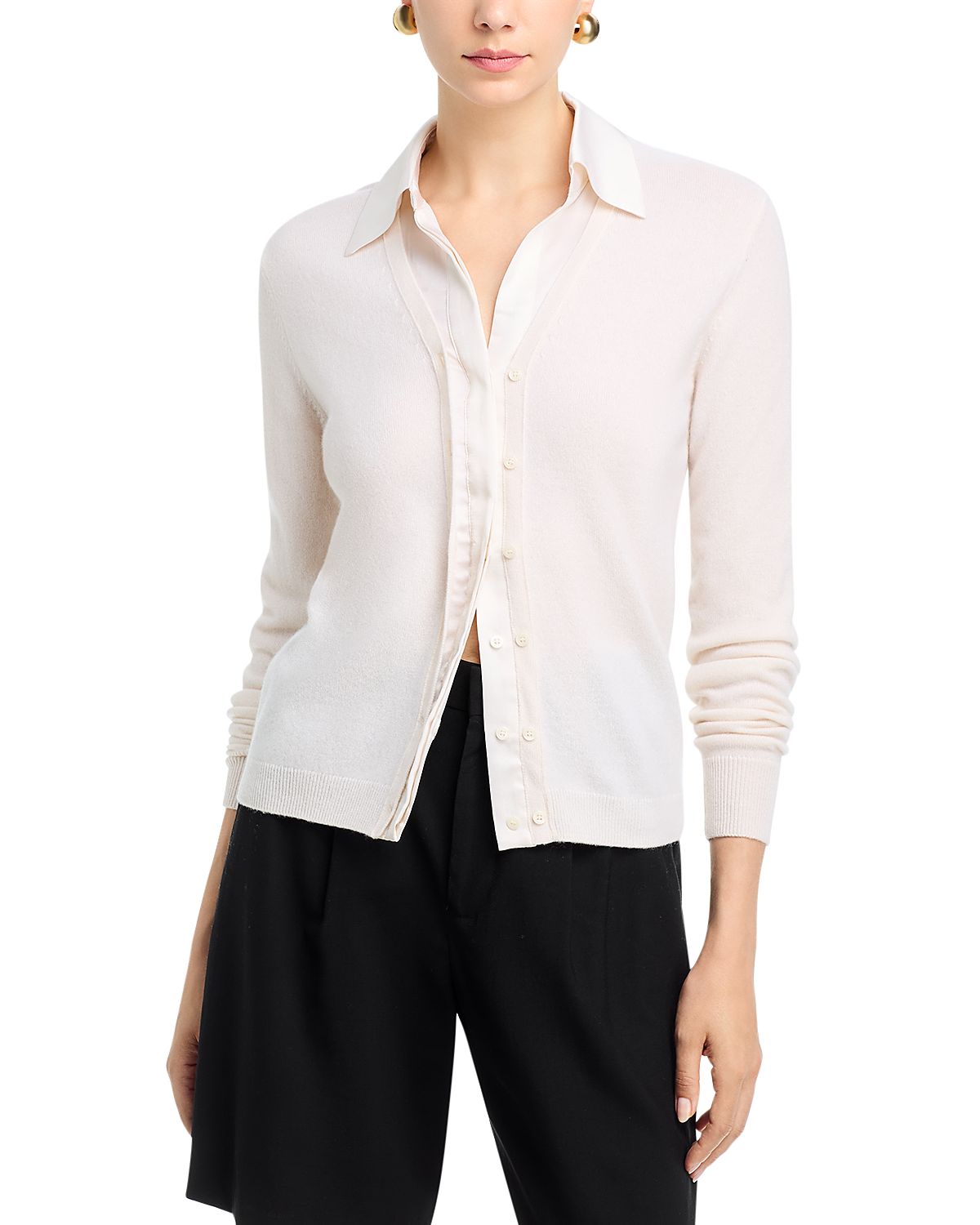Vince Cashmere Mixed Media Cardigan Sweater
