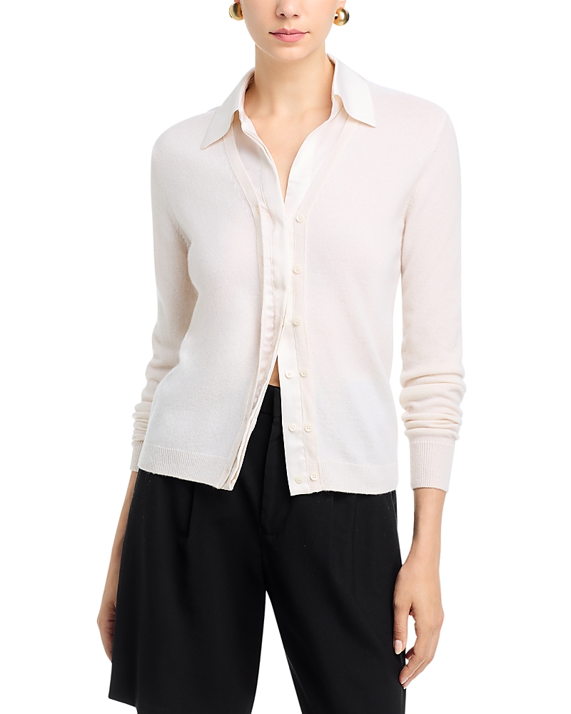 Vince Cashmere Mixed Media Cardigan Sweater