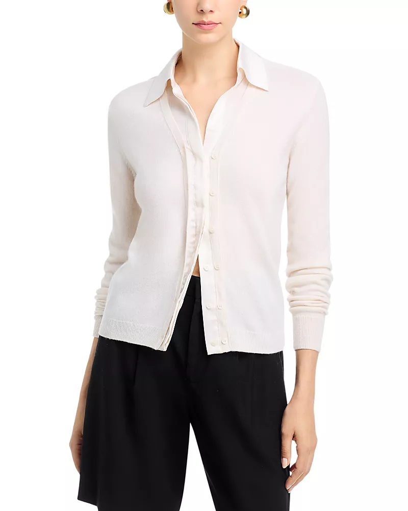 Vince Cashmere Mixed Media Cardigan Sweater