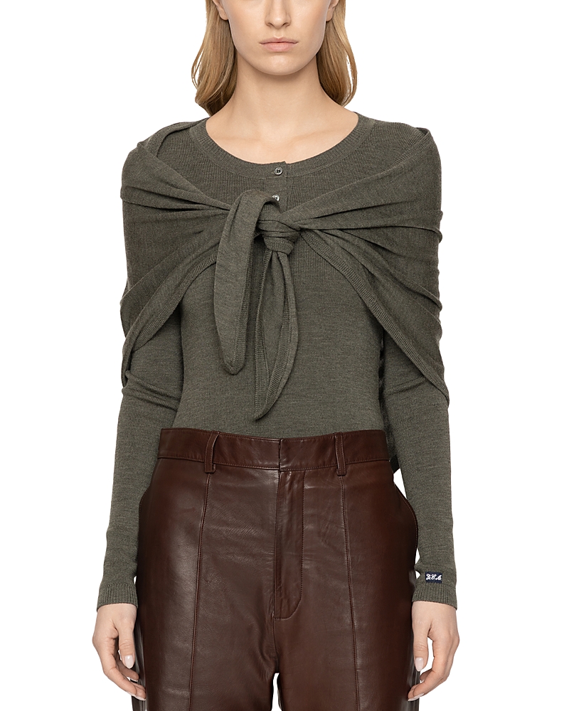 Sea Jane Wool Henley Sweater with Scarf